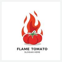 design de logotipo ilustração chama tomate vetor