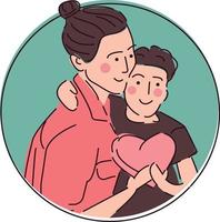 feliz dia das mães ilustração desenhada à mão com mãe e filho, ilustração vetorial vetor