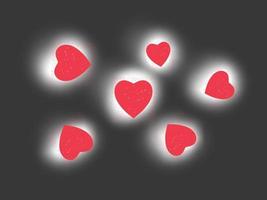 fundo romântico, corações pequenos e grandes vermelhos no preto. ilustração vetorial vetor
