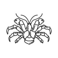 projeto de caranguejo de coco. ícone de vetor de linha de silhueta de caranguejo de coco. linha animal isolada do oceano no fundo branco
