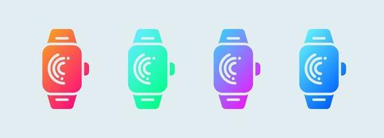 ícone sólido smartwatch em cores gradientes. relógio inteligente sinais ilustração vetorial. vetor