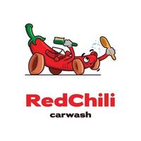 logotipo de lavagem de carro de pimentão vermelho vetor