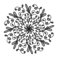 mandala de teia de aranha desenhada de mão isolada no fundo branco. Lula doodle fofo, polvo, tentáculos, alienígena, colmeia, apanhador de sonhos. página para colorir para adultos e crianças. arte de linha de tinta de rabisco. livro antiestresse vetor