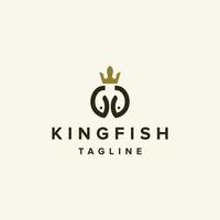 peixe com coroa, modelo de design de ícone de logotipo de peixe rei ilustração vetorial plana vetor
