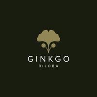 modelo de design de ícone de logotipo de folha de ginkgo ilustração vetorial plana vetor