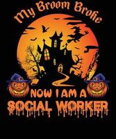 design de camiseta de assistente social para o halloween vetor
