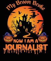 design de camiseta de jornalista para o halloween vetor