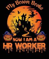 design de camiseta de trabalhador de rh para o halloween vetor