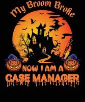 design de camiseta de gerente de caso para o halloween vetor