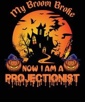design de t-shirt projecionista para o halloween vetor