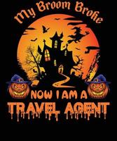 design de camiseta de agente de viagens para o halloween vetor