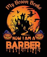 design de camiseta de barbeiro para o halloween vetor