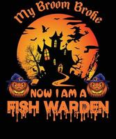 design de camiseta de guarda de peixe para o halloween vetor