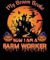 design de camiseta de trabalhador agrícola para o halloween vetor