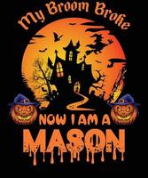 design de camiseta de pedreiro para o halloween vetor