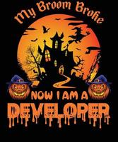 design de camiseta de desenvolvedor para o halloween vetor
