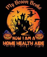 design de camiseta de auxiliar de saúde em casa para o halloween vetor