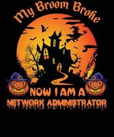 design de camiseta de administrador de rede para o halloween vetor