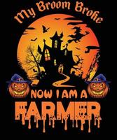 design de camiseta de agricultor para o halloween vetor