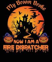 design de camiseta de despachante de fogo para o halloween vetor