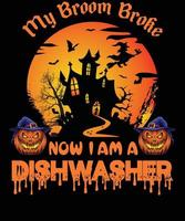 design de camiseta de máquina de lavar louça para o halloween vetor