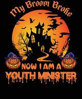 design de camiseta de ministro da juventude para o halloween vetor