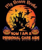 design de camiseta de assistente de cuidados pessoais para o halloween vetor