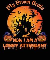 design de camiseta de atendente de lobby para halloween vetor