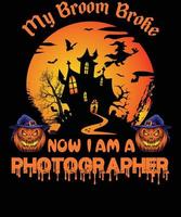 design de camiseta de fotógrafo para o halloween vetor