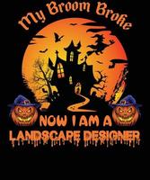 design de camiseta de designer de paisagem para o halloween vetor