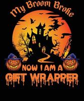 design de t-shirt de embrulho de presente para o halloween vetor