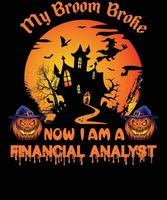 design de camiseta de analista financeiro para o halloween vetor