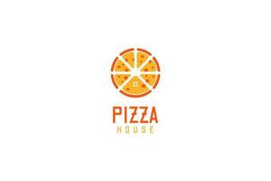 ideia de ilustração vetorial de design de logotipo de casa de pizza plana vetor