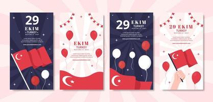 29 ekim turquia dia da república modelo de histórias de mídia social ilustração plana de desenho animado desenhado à mão vetor