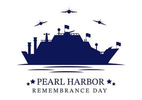 feliz dia da lembrança de Pearl Harbor em 7 de dezembro modelo ilustração plana de desenho animado desenhado à mão para o memorial nacional da cerimônia vetor