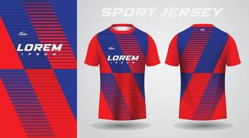 design de camisa esportiva de camisa azul vermelha vetor