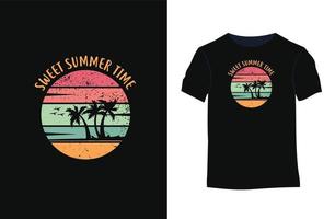 design de camiseta elegante de verão com silhuetas, tipografia, impressão, ilustração vetorial vetor