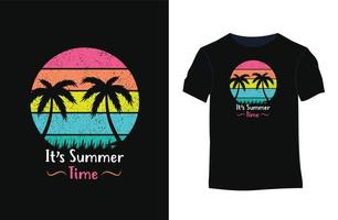 design de camiseta elegante de verão com silhuetas, tipografia, impressão, ilustração vetorial vetor