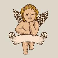 anjo cupido isolado no fundo branco vetor