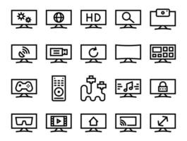 conjunto de ícones de smart tv, conjunto de coleção de smart tv na cor preta, elementos de design para seus projetos. ilustração vetorial, ícone de tv inteligente, tv inteligente, conjunto de coleção de ícones de tv inteligente vetor