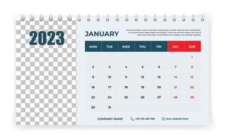 calendário de mesa de layout simples de vetor de 2023 anos