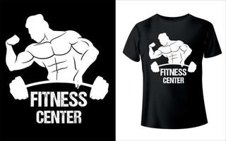 design de t-shirt de tipografia de centro de fitness vetor