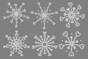 lindo conjunto de ilustração vetorial de floco de neve branco de fantasia vetor