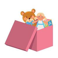 caixa de brinquedos rosa vetor