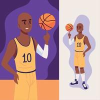 jogador afro-americano de basquete vetor
