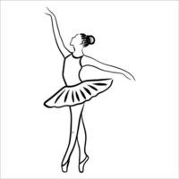 bailarina. contorno preto e branco. silhueta de dançarina. vetor