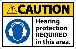 aviso de proteção auditiva necessária no fundo branco vetor