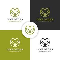 logotipo simples moderno de cuidados com folhas para amante vegano, dieta natural, vegetariano, design de logotipo de produtos à base de plantas vetor
