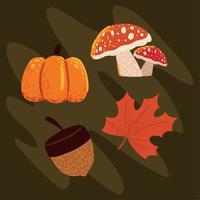 comida e folha de outono vetor