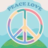 paz e amor hippie vetor